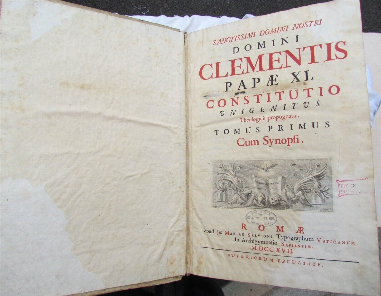 1717 VELLUM BINDING FOLIO DOMINI CLEMENTIS PAPAE XI CONSTITUTIO antique