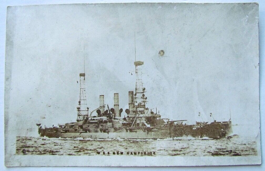 ANTIQUE RPPC REAL PHOTO POSTCARD USS NEW HAMPSHIRE SHIP