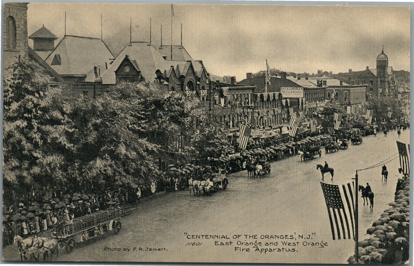 ORANGES NJ CENTENNIAL FIRE APPARATUS PARADE ANTIQUE POSTCARD