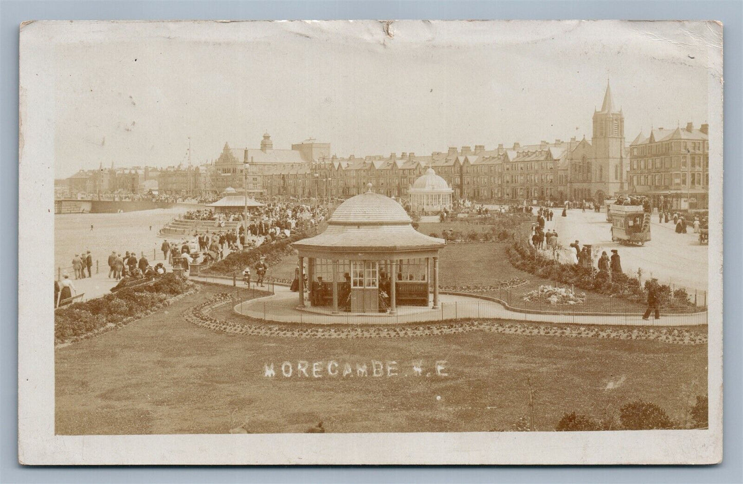 MORECAMBE ENGLAND ANTIQUE REAL PHOTO POSTCARD RPPC UK