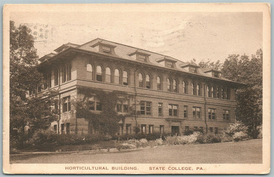 STATE COLLEGE PA HORTICULTURAL BUILDING 1920 ANTIQUE POSTCARD