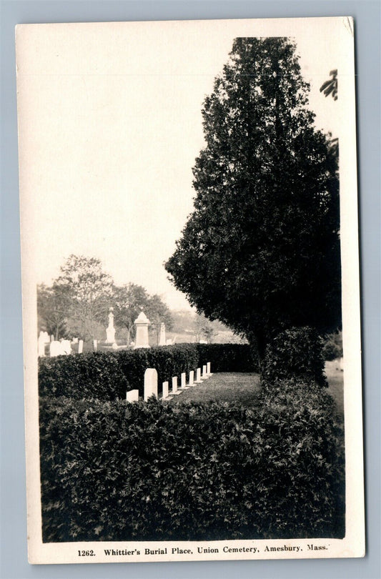 AMESBURY MA UNION CEMETERY WHITTIER'S BURIAL PLACE ANTIQUE POSTCARD