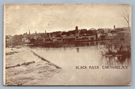 CARTHAGE NY BLACK RIVER 1917 ANTIQUE POSTCARD