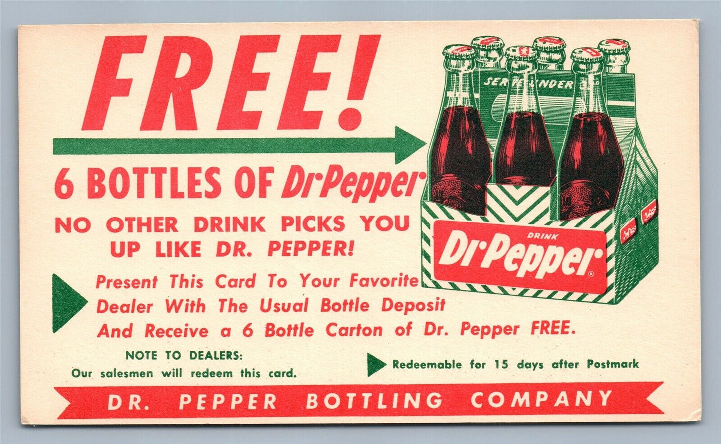 DR.PEPPER ADVERTISING VINTAGE POSTCARD