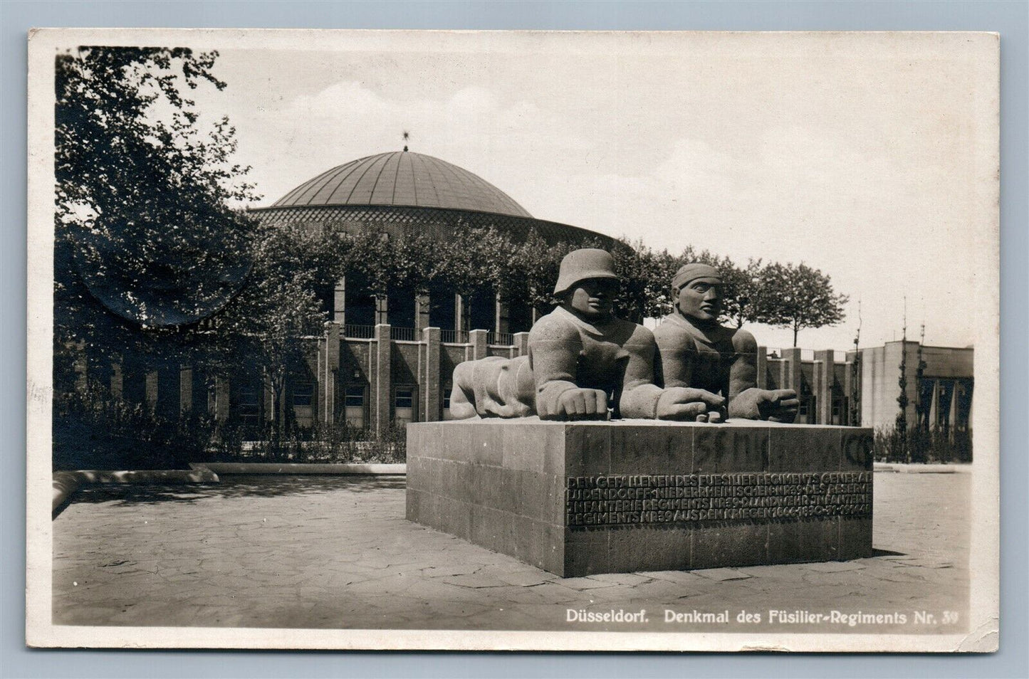 GERMAN MILITARY SPHINX MEMORIAL DUSSELDORF 1929 VINTAGE REAL PHOTO POSTCARD RPPC