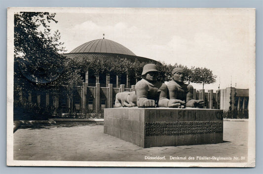 GERMAN MILITARY SPHINX MEMORIAL DUSSELDORF 1929 VINTAGE REAL PHOTO POSTCARD RPPC
