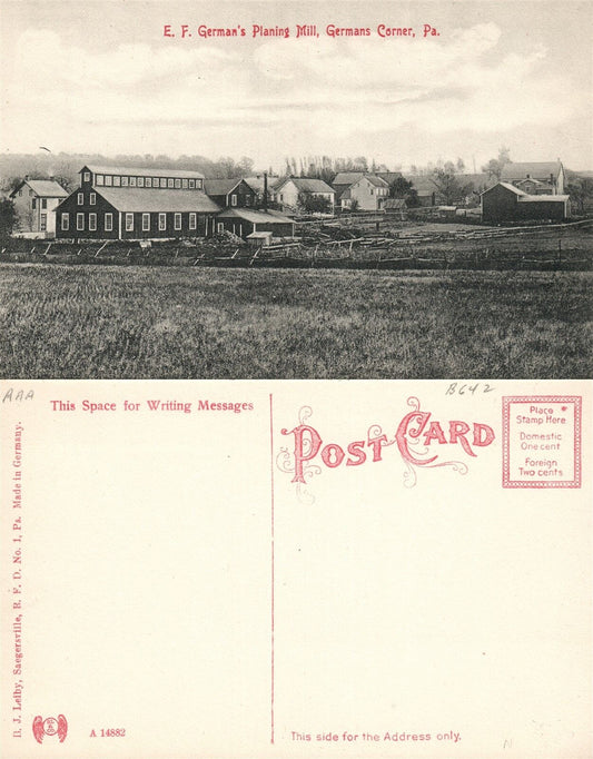 GERMANS CORNER PA E.F. GERMAN'S PLANING MILL VINTAGE POSTCARD