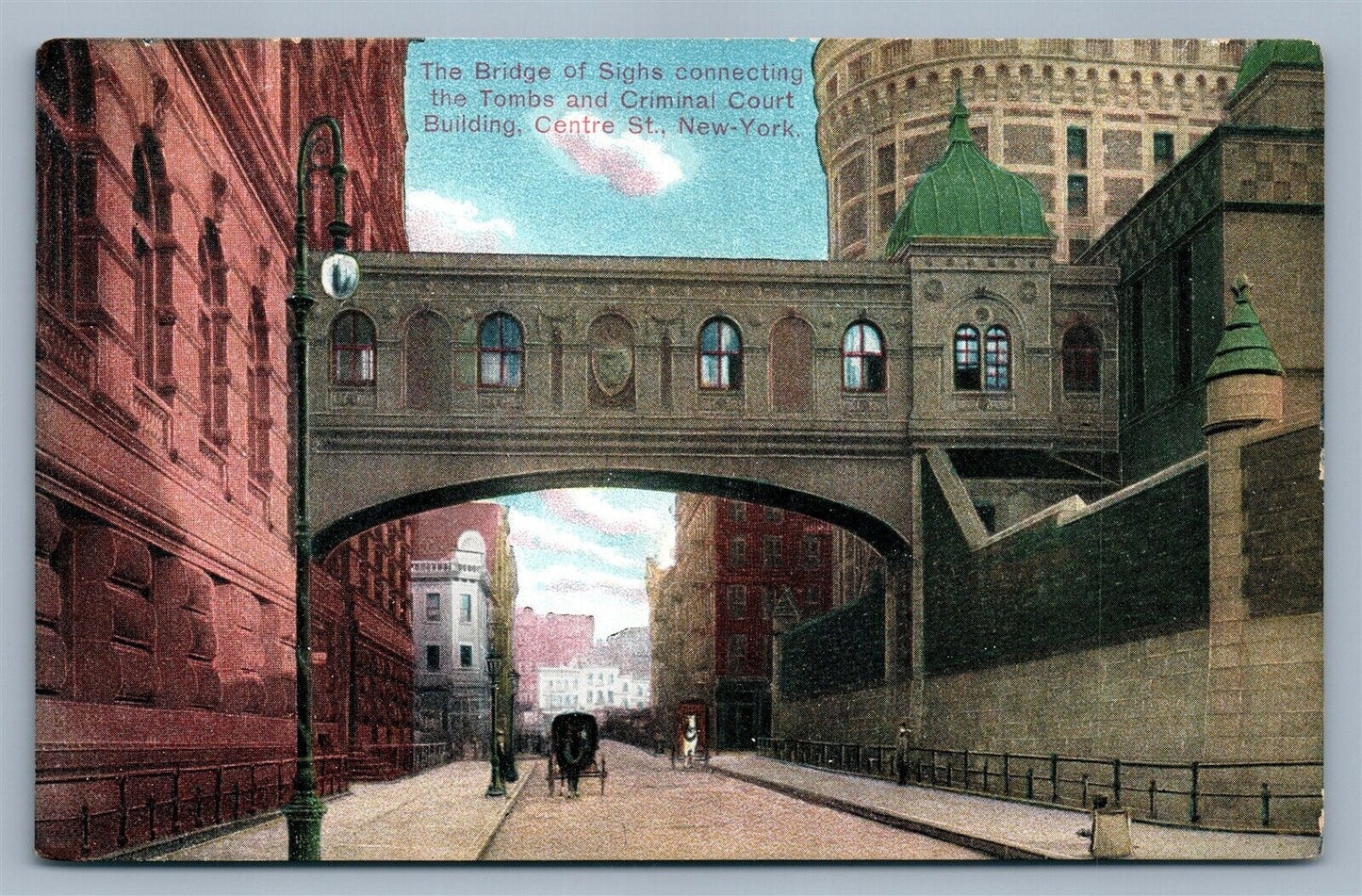 NEW YORK CITY CENTRE STREET BRIDGE OF SIGNS ANTIQUE POSTCARD
