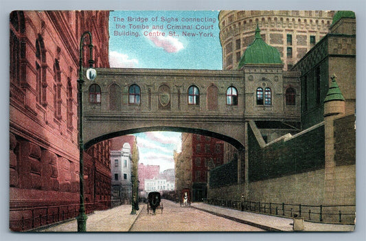 NEW YORK CITY CENTRE STREET BRIDGE OF SIGNS ANTIQUE POSTCARD