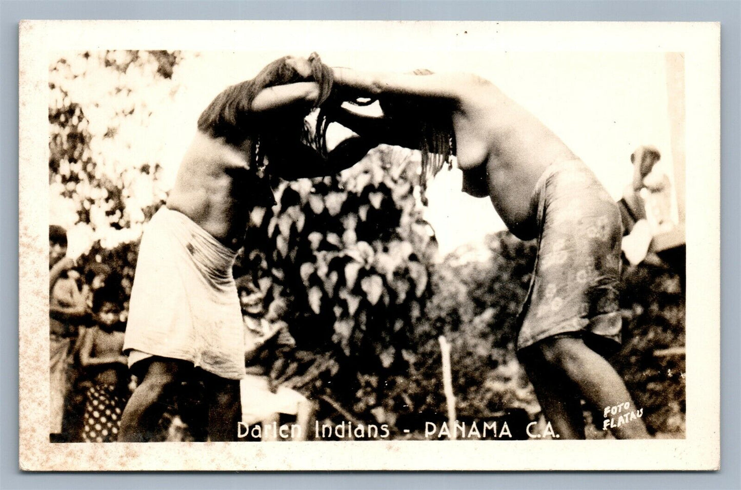 PANAMA DANCING INDIANS VINTAGE REAL PHOTO POSTCARD RPPC