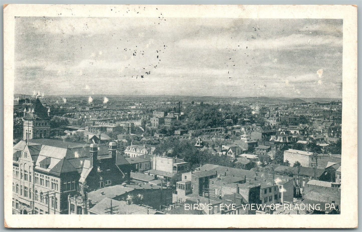 READING PA BIRD'S EYE VIEW UNDIVIDED 1905 ANTIQUE POSTCARD