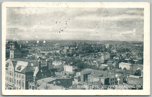 READING PA BIRD'S EYE VIEW UNDIVIDED 1905 ANTIQUE POSTCARD