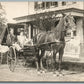 VILLAGE SCENE w/ HORSE DRAWN CARRIAGE ANTIQUE REAL PHOTO POSTCARD RPPC