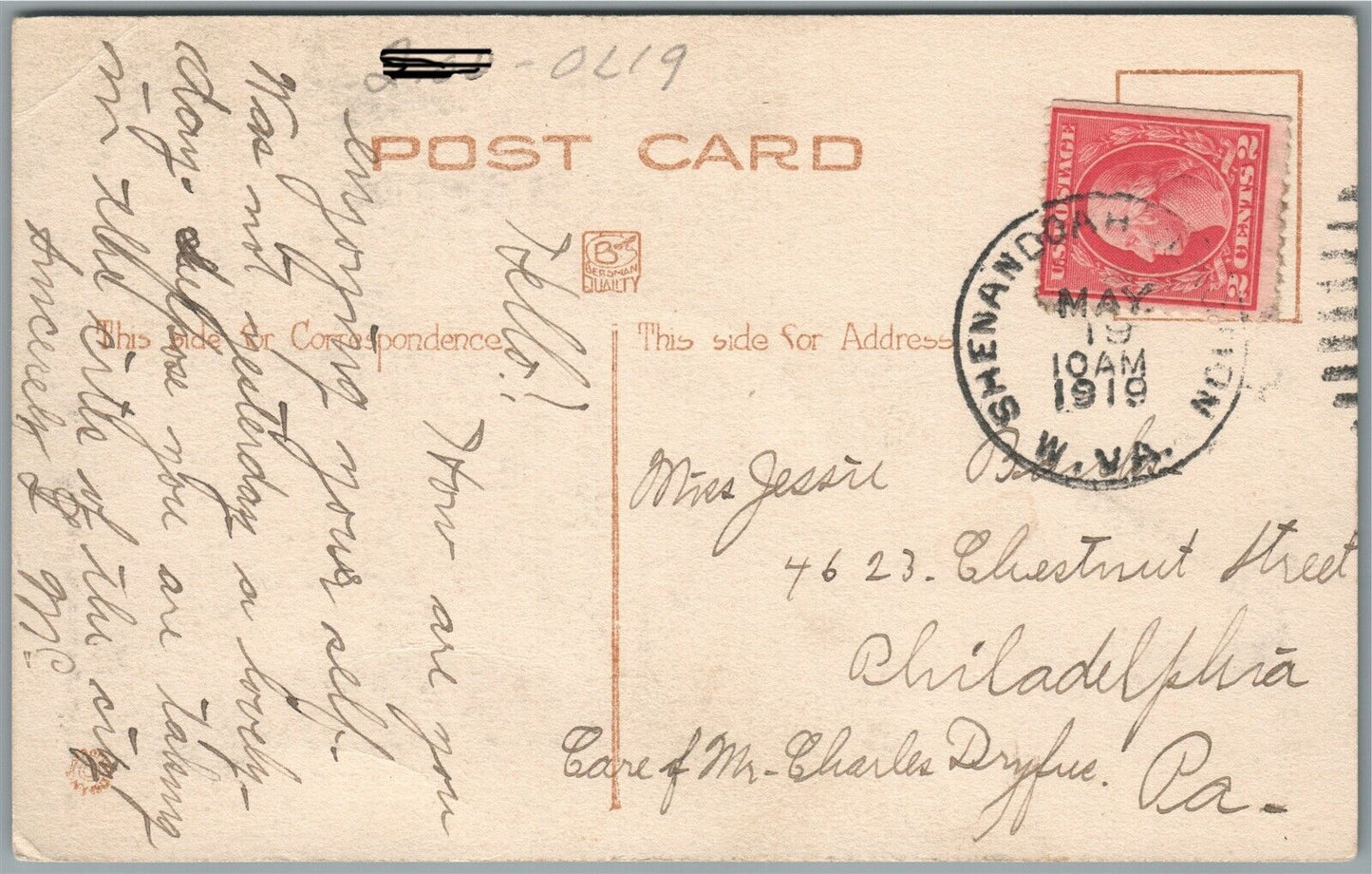 GREENCASTLE PA POST OFFICE ANTIQUE POSTCARD