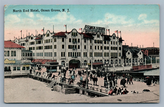 OCEAN GROVE NJ NORTH END HOTEL 1918 ANTIQUE POSTCARD