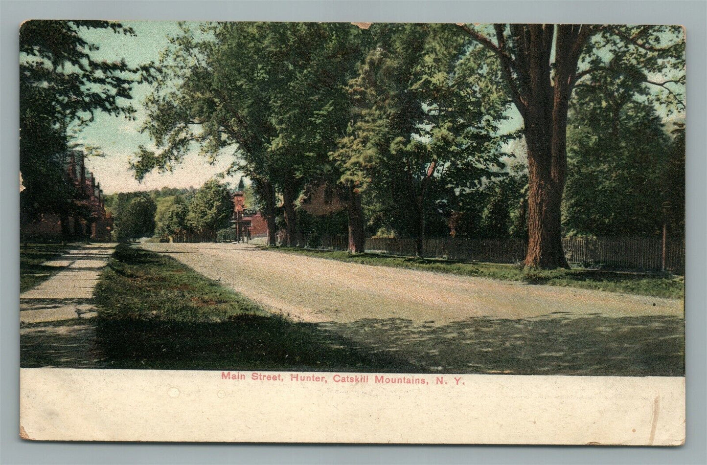 HUNTER CATSKILLS MOUNTAINS NY MAIN STREET ANTIQUE POSTCARD