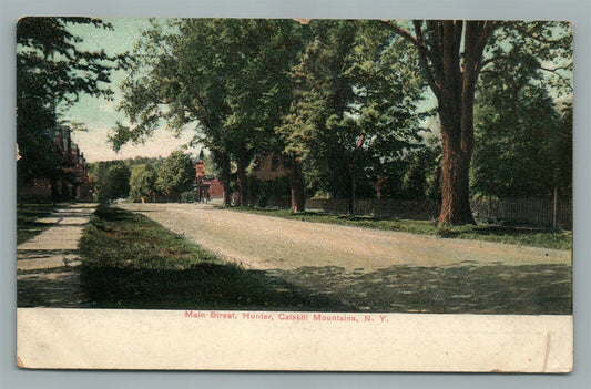 HUNTER CATSKILLS MOUNTAINS NY MAIN STREET ANTIQUE POSTCARD