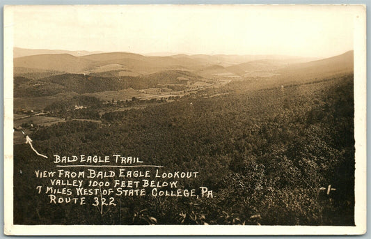 STATE COLLEGE PA BALD EAGLE TRAIL ANTIQUE REAL PHOTO POSTCARD RPPC #1