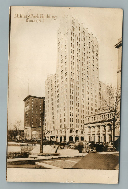 NEWARK NJ MILITARY PARK BUILDING ANTIQUE REAL PHOTO POSTCARD RPPC