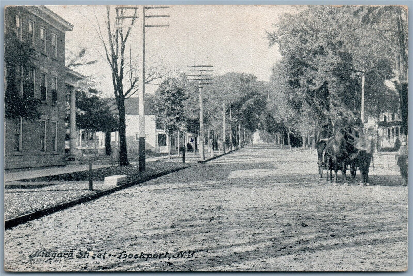 LOCKPORT NY NIAGARA STREET 1908 ANTIQUE POSTCARD