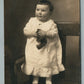 BABY GIRL w/ TOY PLUSH TEDDY BEAR ANTIQUE REAL PHOTO POSTCARD RPPC