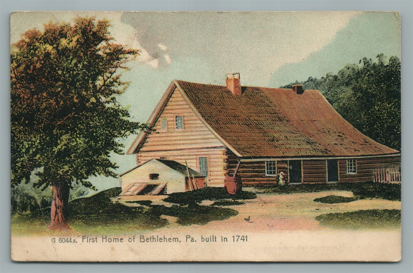 BETHLEHEM PA FIRST HOUSE ANTIQUE POSTCARD