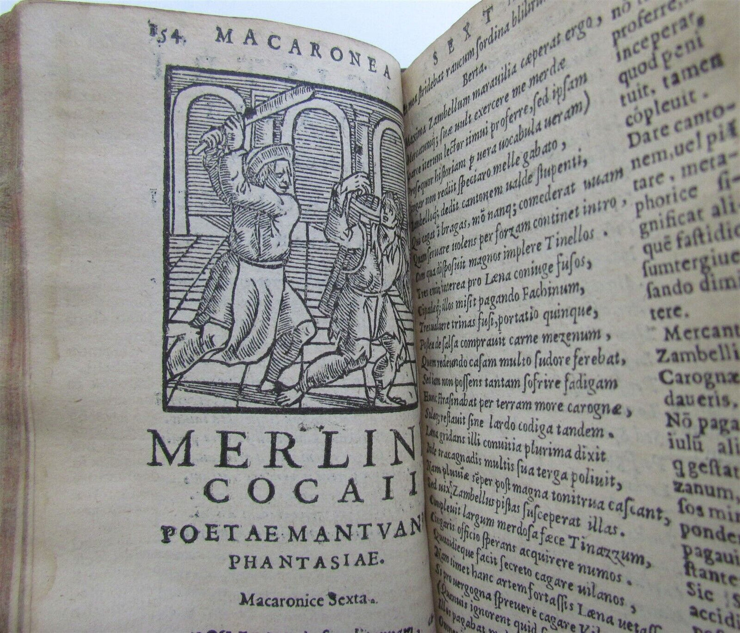 1581 ILLUSTRATED MACARONIC POETRY MERLINI COCAII antique 16th CENTURY RARE