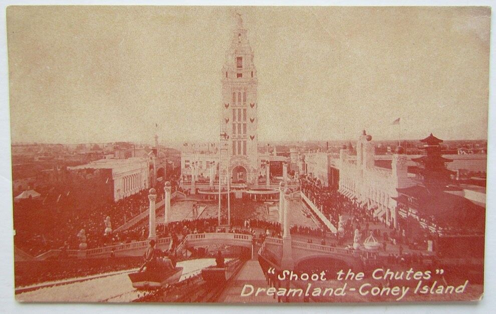VINTAGE POSTCARD SHOOT THE CHUTES DREAMLAND CONEY ISLAND NY