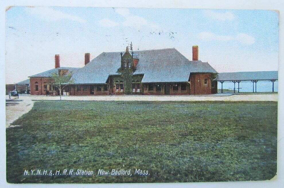 VINTAGE 1907 POSTCARD N.Y.N.H. & H.R.R. STATION NEW BEDFORD MA railway railroad