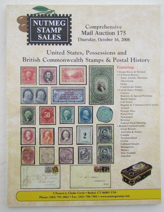 US POSSESSIONS & BRITISH COMMONWEALTH 2008 NUTMEG STAMP AUCTION CATALOG