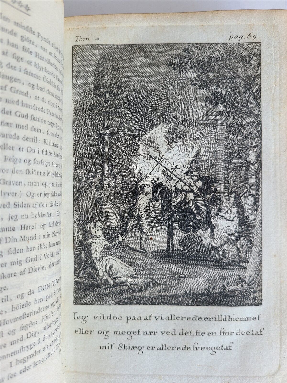 1776-77 4 vols DON QUIXOTE by CERVANTES 1st DANISH ED. antique ILLUSTRATED RARE