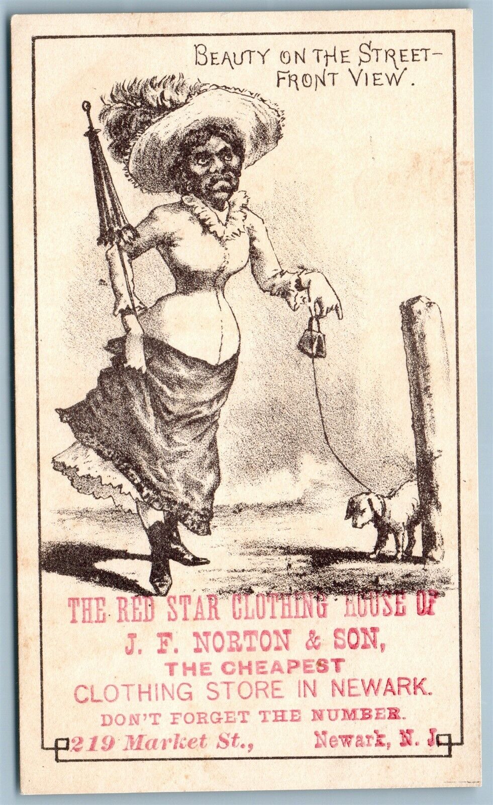 BLACK AMERICANA NEWARK NJ RED STAR CLOTHING HOUSE ANTIQUE ADVERTISING VICTORIAN TRADE CARD