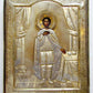 RUSSIAN ICON of ST. ALEXANDER NEVSKY w/ SILVER OKLD & KIOT ANTIQUE HAND PAINTED