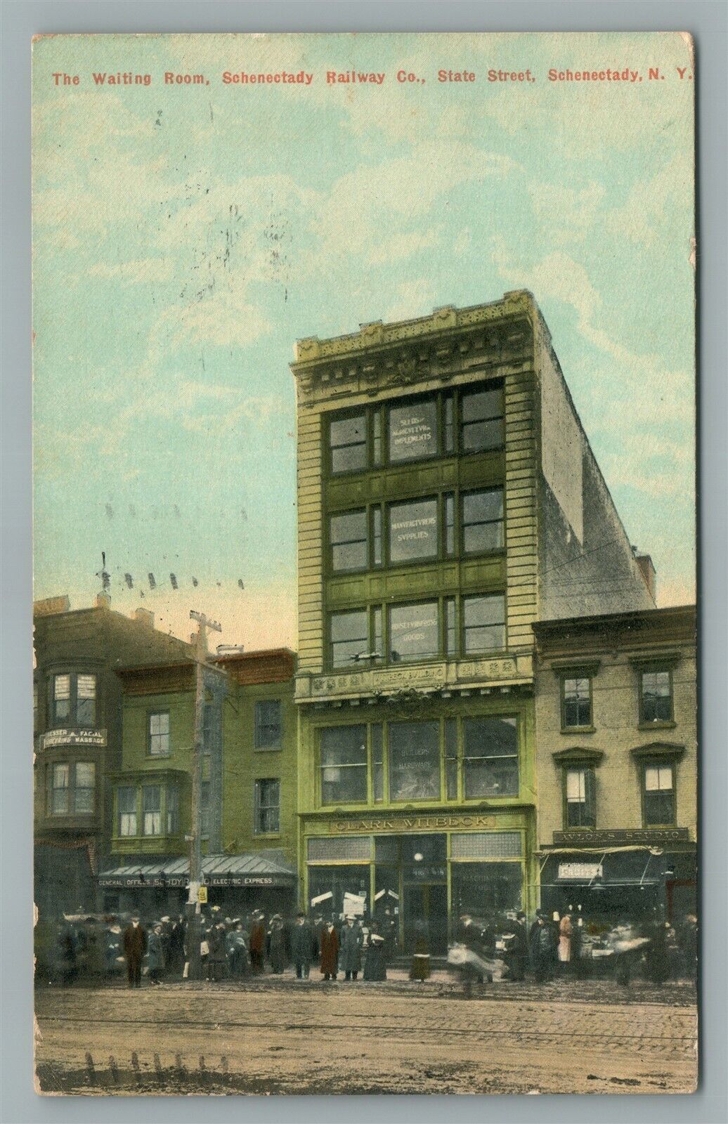 SCHENECTADY NY RAILWAY COMPANY STATE STREET ANTIQUE POSTCARD
