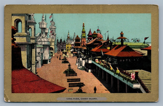 BROOKLYN NY CONEY ISLAND LUNA PARK ANTIQUE POSTCARD