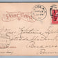 MONROE WI EAST WASHINGTON STREET 1907 UNDIVIDED ANTIQUE POSTCARD w/ CORK CANCEL