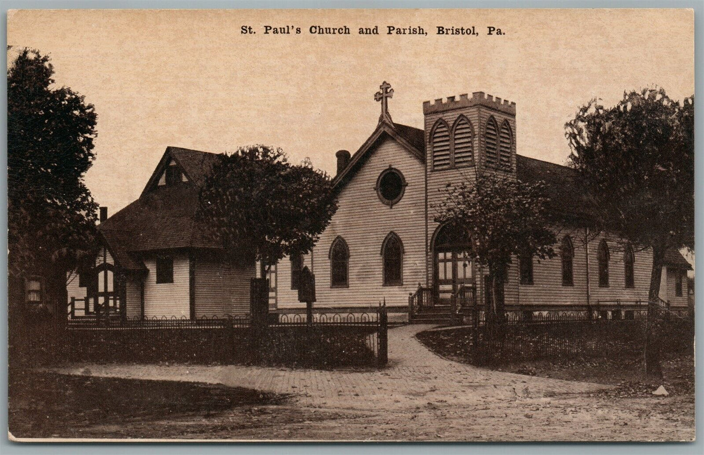 BRISTOL PA ST.PAUL'S CHURCH ANTIQUE POSTCARD