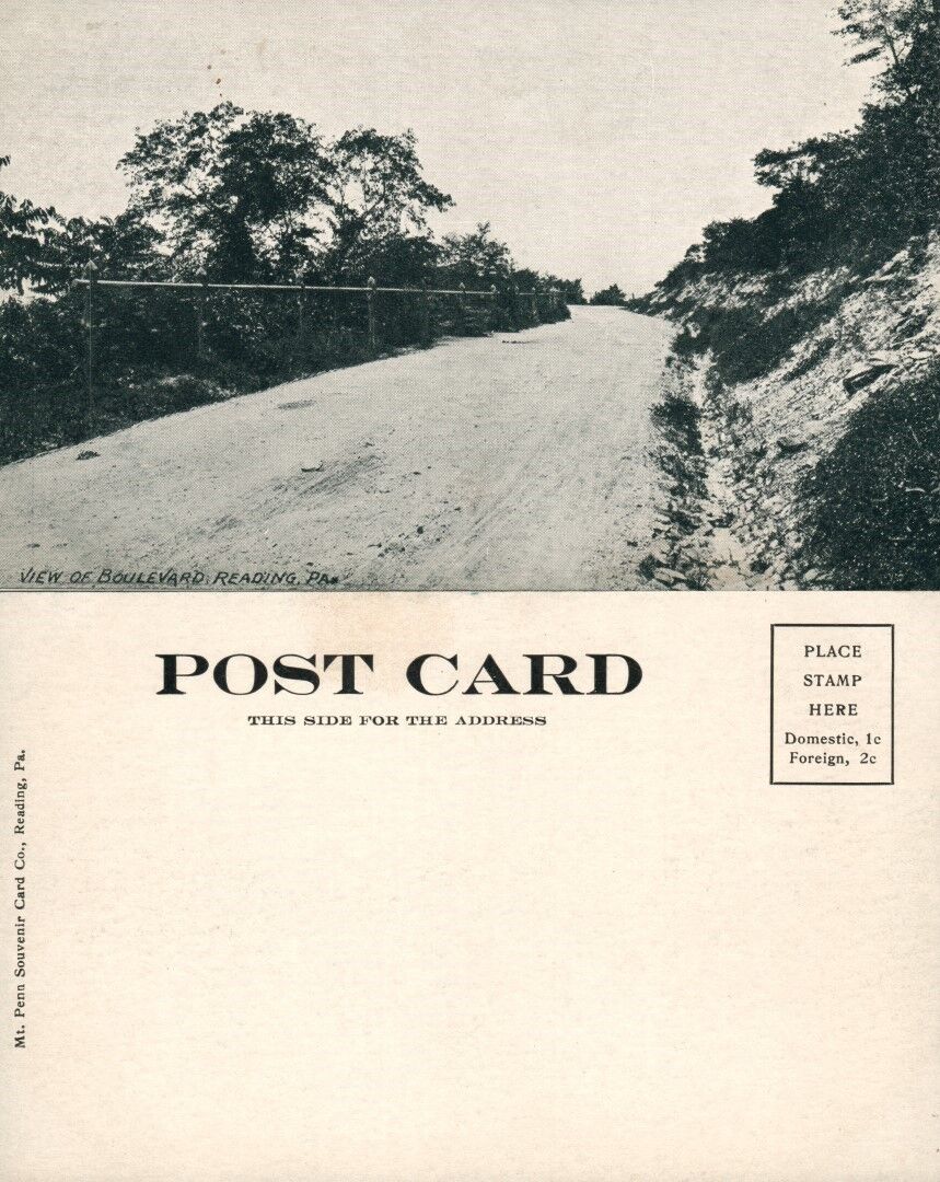 READING PA BOULEVARD UNDIVIDED ANTIQUE POSTCARD