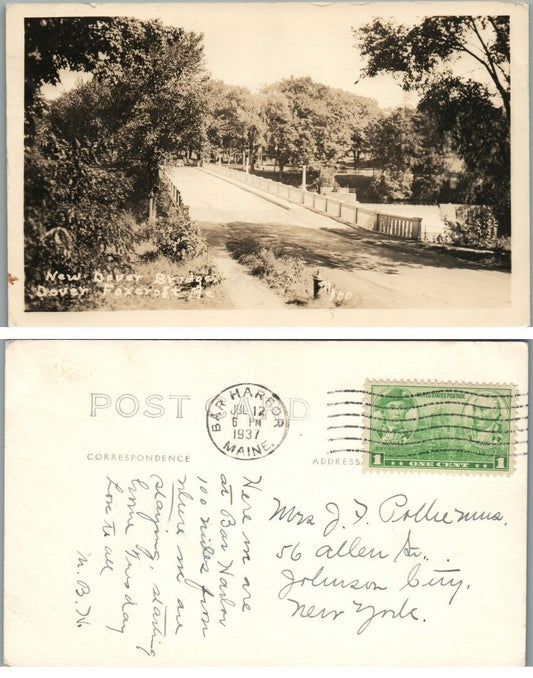 NEW DOVER BRIDGE DOVER-FOXROFT ME VINTAGE 1937 RPPC REAL PHOTO POSTCARD