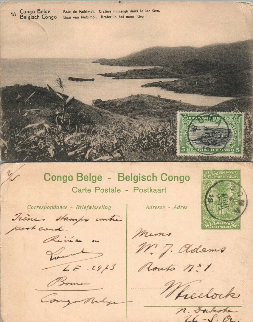 ANTIQUE POSTCARD w/ STAMP MOBIMBI BELGIAN CONGO