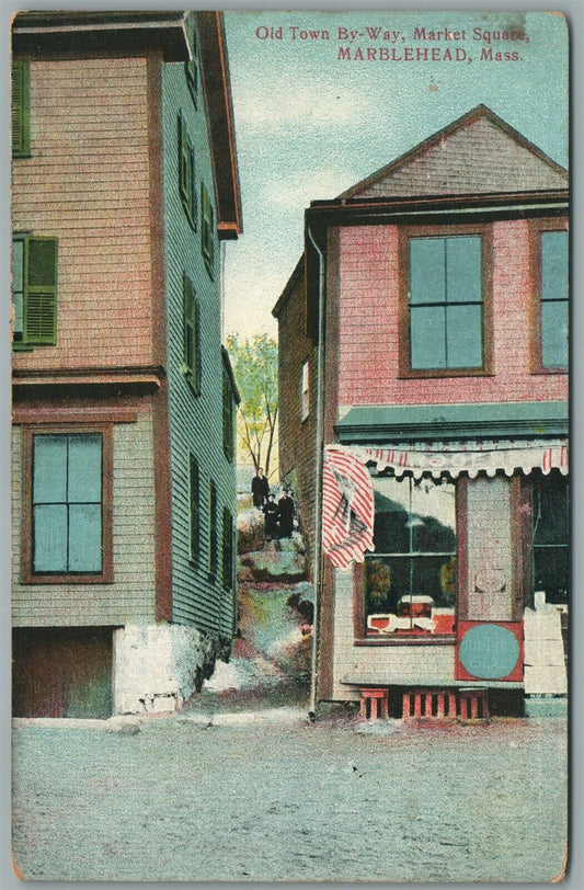 MARBLEHEAD MA OLD TOWN MARKET SQUARE ANTIQUE POSTCARD