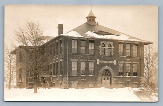 WEST SCHOOL BUILDING 1915 ANTIQUE REAL PHOTO POSTCARD RPPC CLEVELAND OH POSTMARK