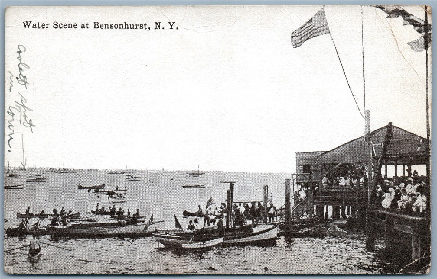 BROOKLYN NY BENSONHURST WATER SCENE ANTIQUE POSTCARD