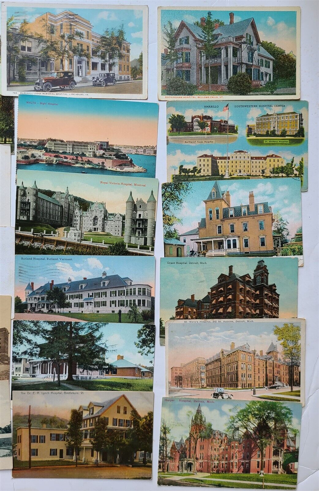 LOT of 59 POSTCARDS w/ HOSPITAL VIEWS