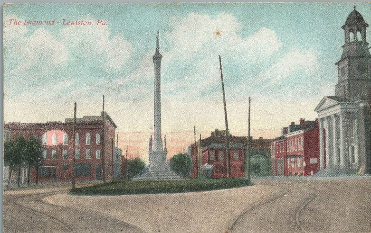 LEWISTON PA THE DIAMOND ANTIQUE POSTCARD