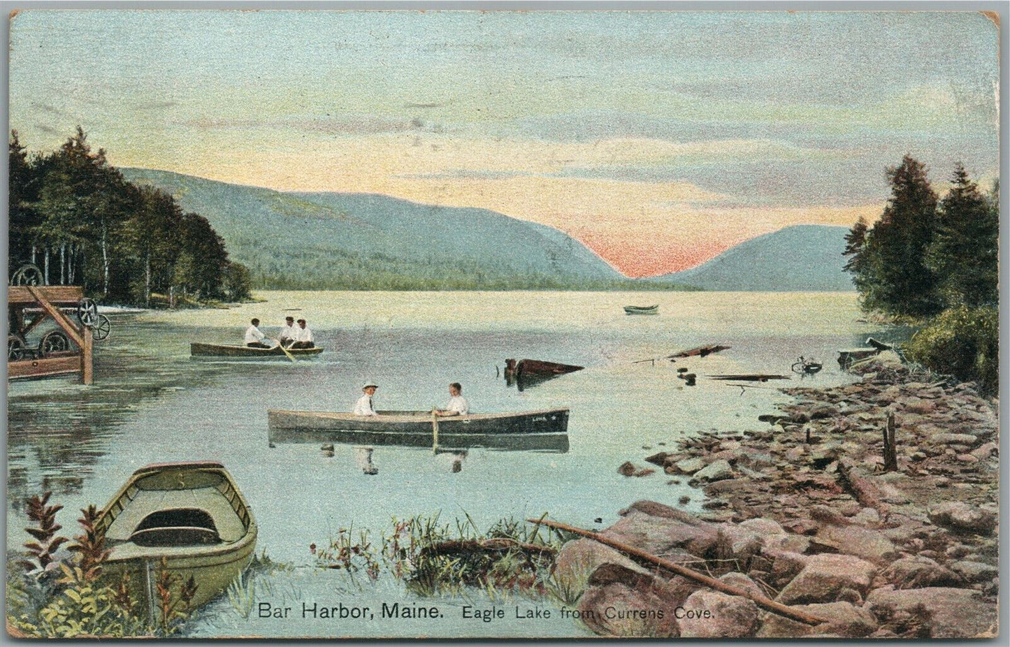 BAR HARBOR ME EAGLE LAKE ANTIQUE POSTCARD