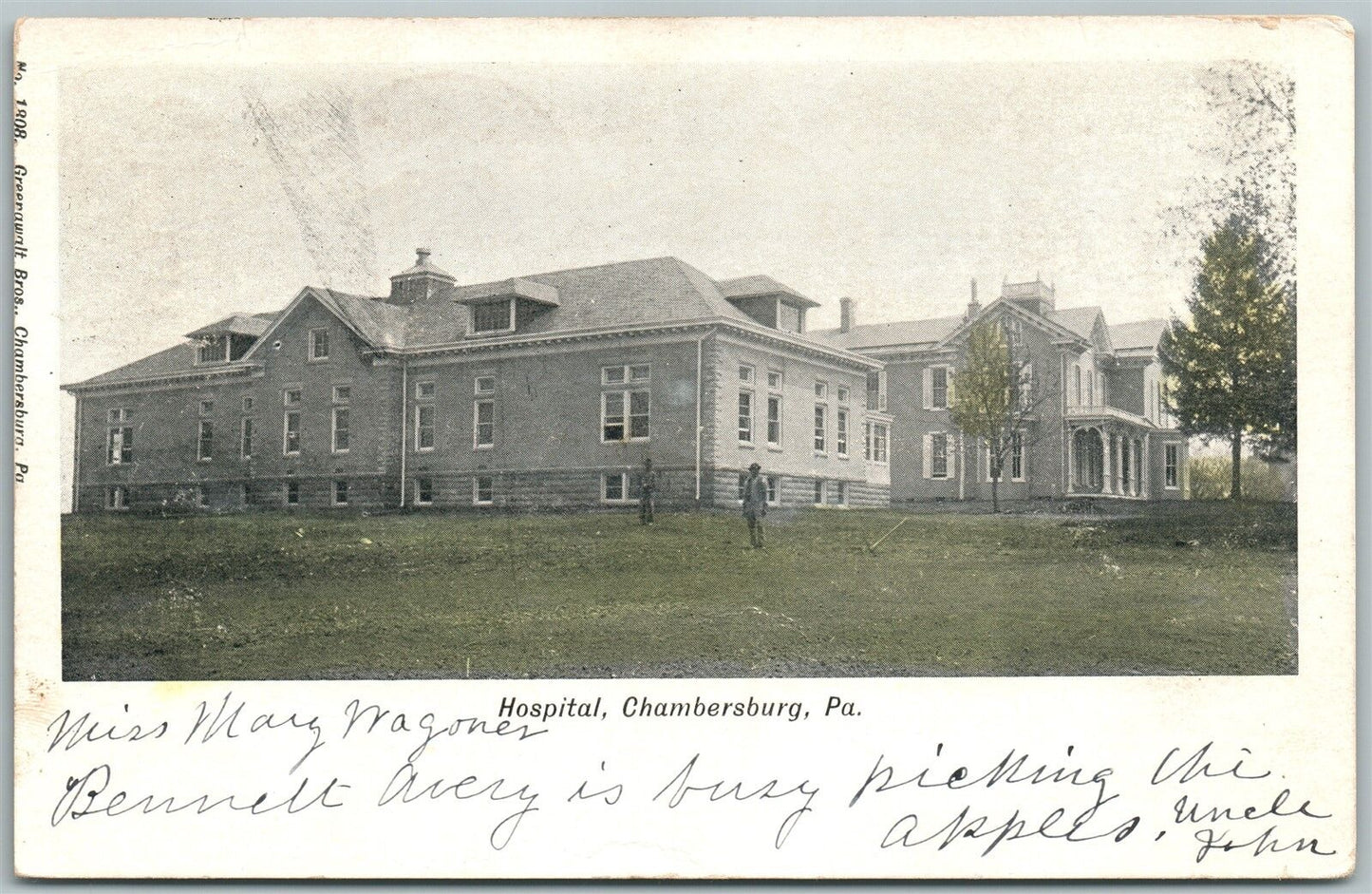 CHAMBERSBURG PA HOSPITAL 1906 UNDIVIDED ANTIQUE POSTCARD