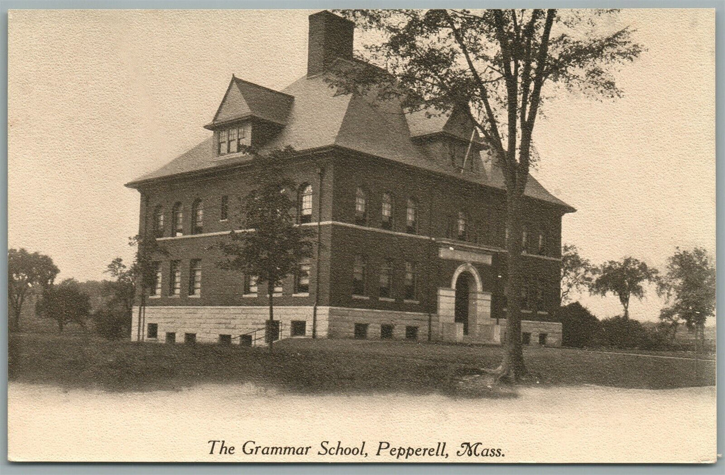 PEPPERELL MA GRAMMAR SCHOOL ANTIQUE POSTCARD