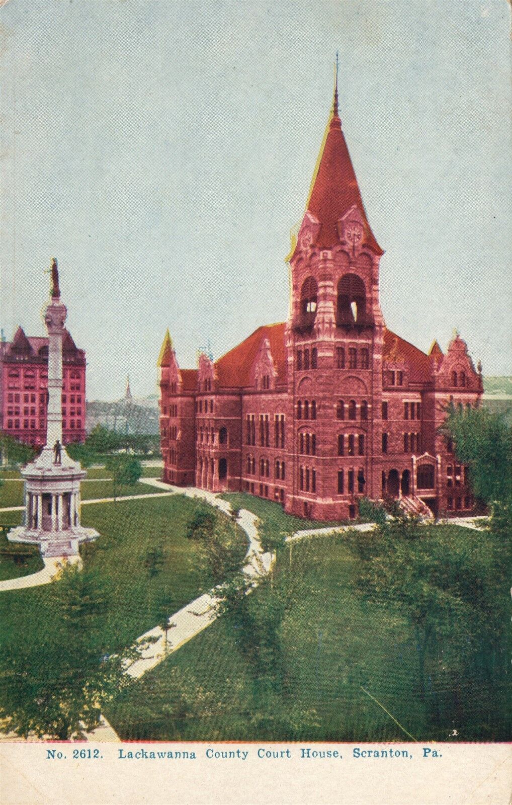 SCRANTON PA LACKAWANNA COUNTY COURT HOUSE UNDIVIDED ANTIQUE POSTCARD