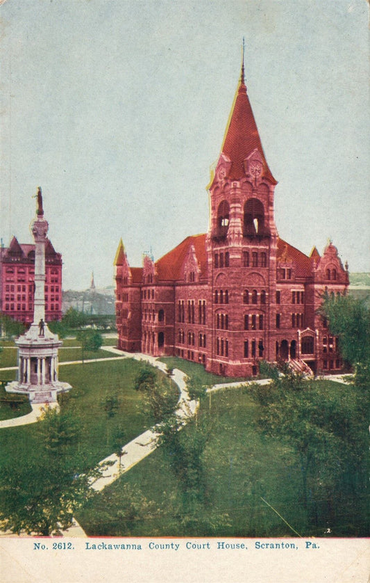 SCRANTON PA LACKAWANNA COUNTY COURT HOUSE UNDIVIDED ANTIQUE POSTCARD